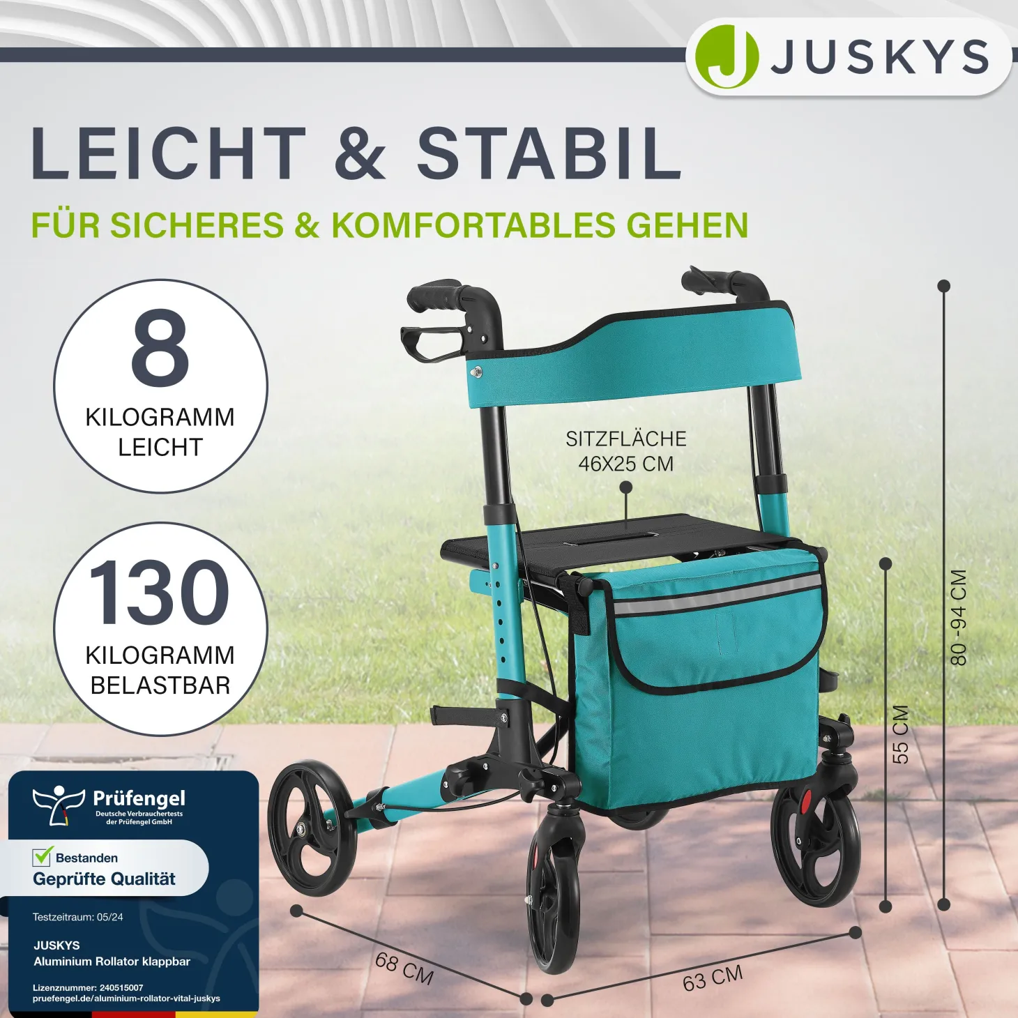 Aluminium Rollator Vital mit Sitz