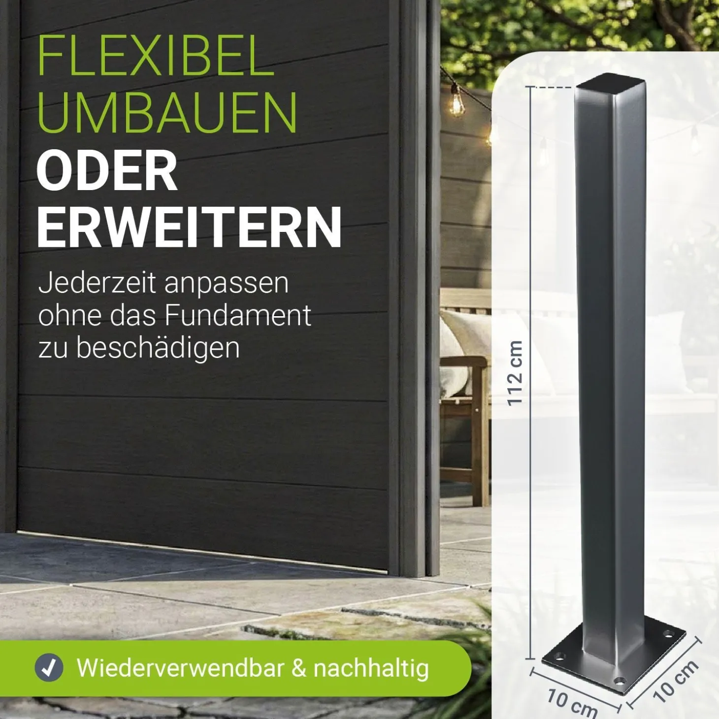 Aufschraubhülse für WPC Zaunelemente