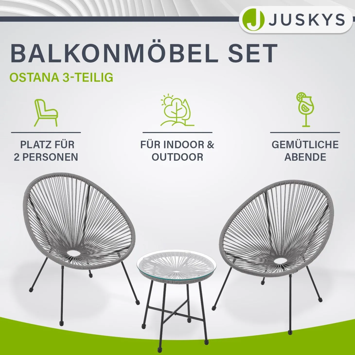 Balkonmöbel Set Ostana 3-teilig