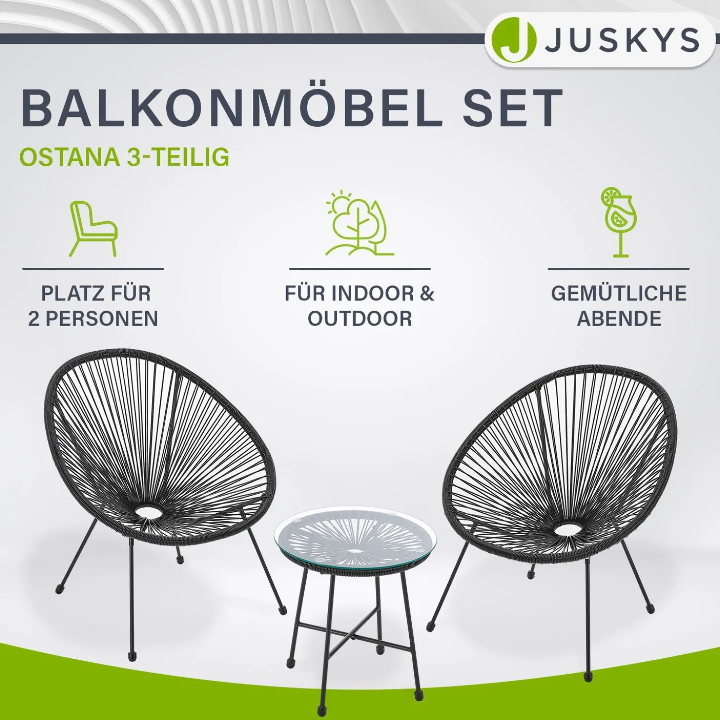 Balkonmöbel Set Ostana 3-teilig