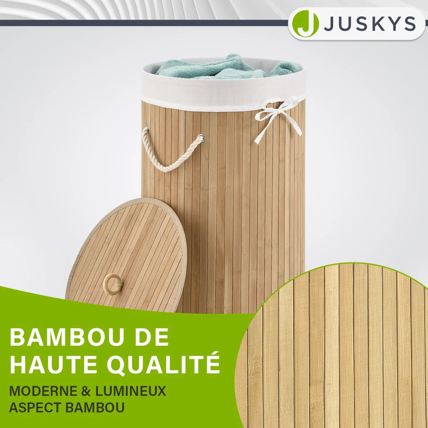 Bambus Wäschekorb Curly-Round