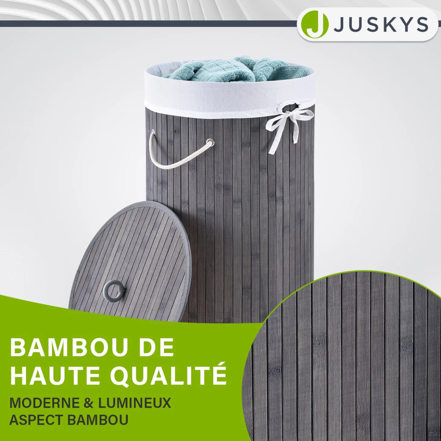 Bambus Wäschekorb Curly-Round