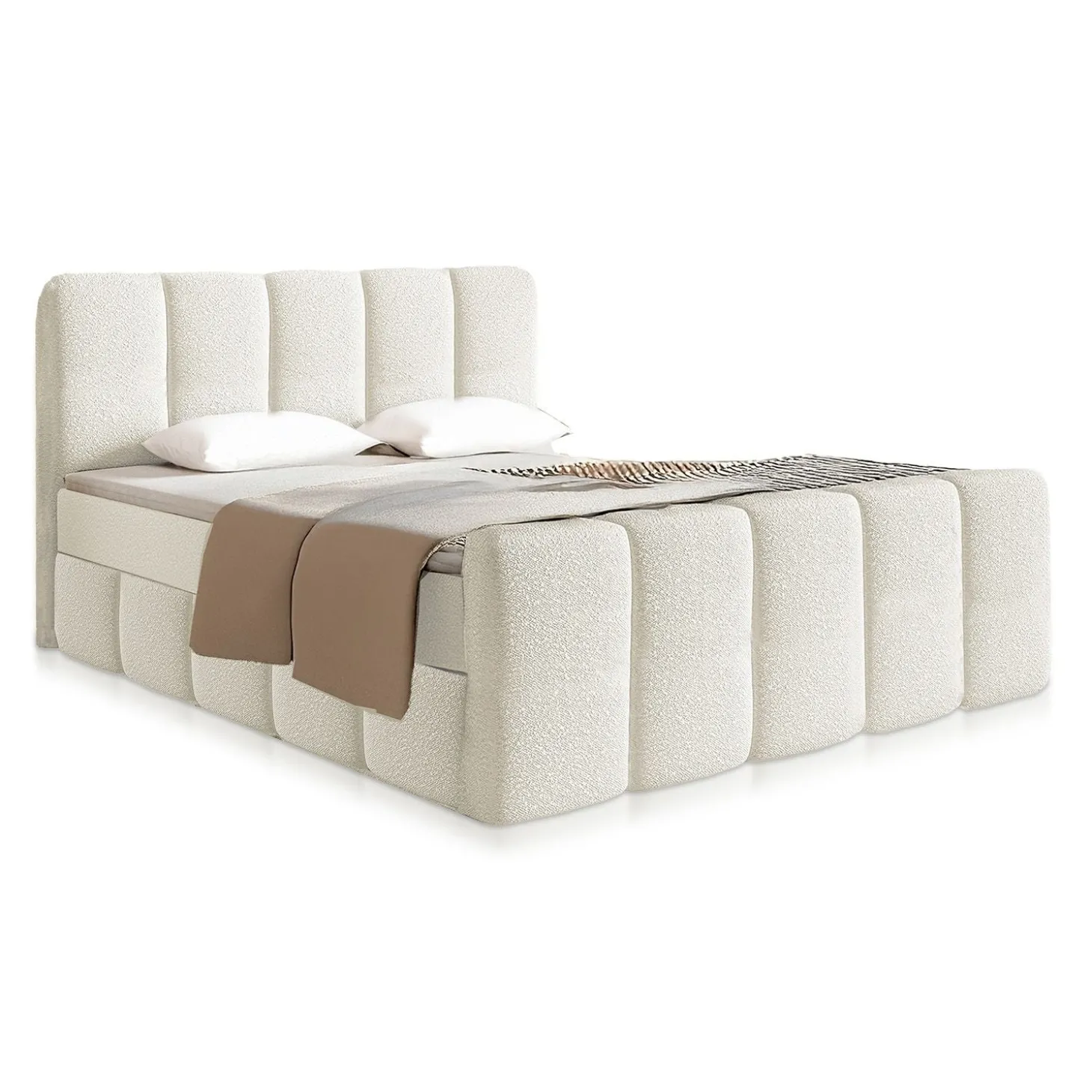 Boxspringbett Manitoba - Bouclé-Stoff