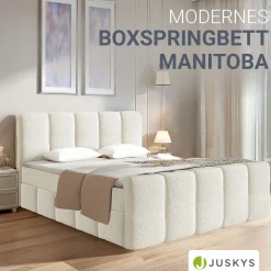 Boxspringbett Manitoba - Bouclé-Stoff