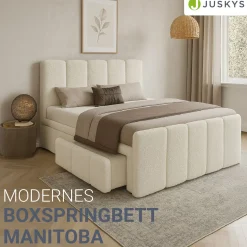 Boxspringbett Manitoba - Bouclé-Stoff
