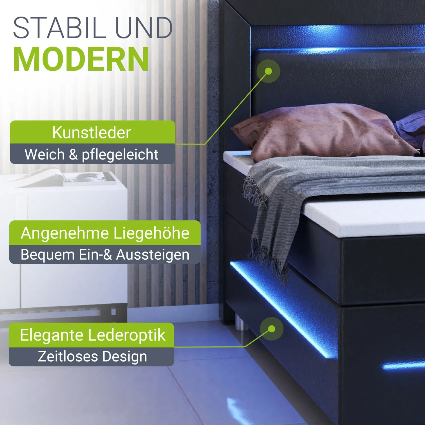 Boxspringbett Norfolk - Kunstleder