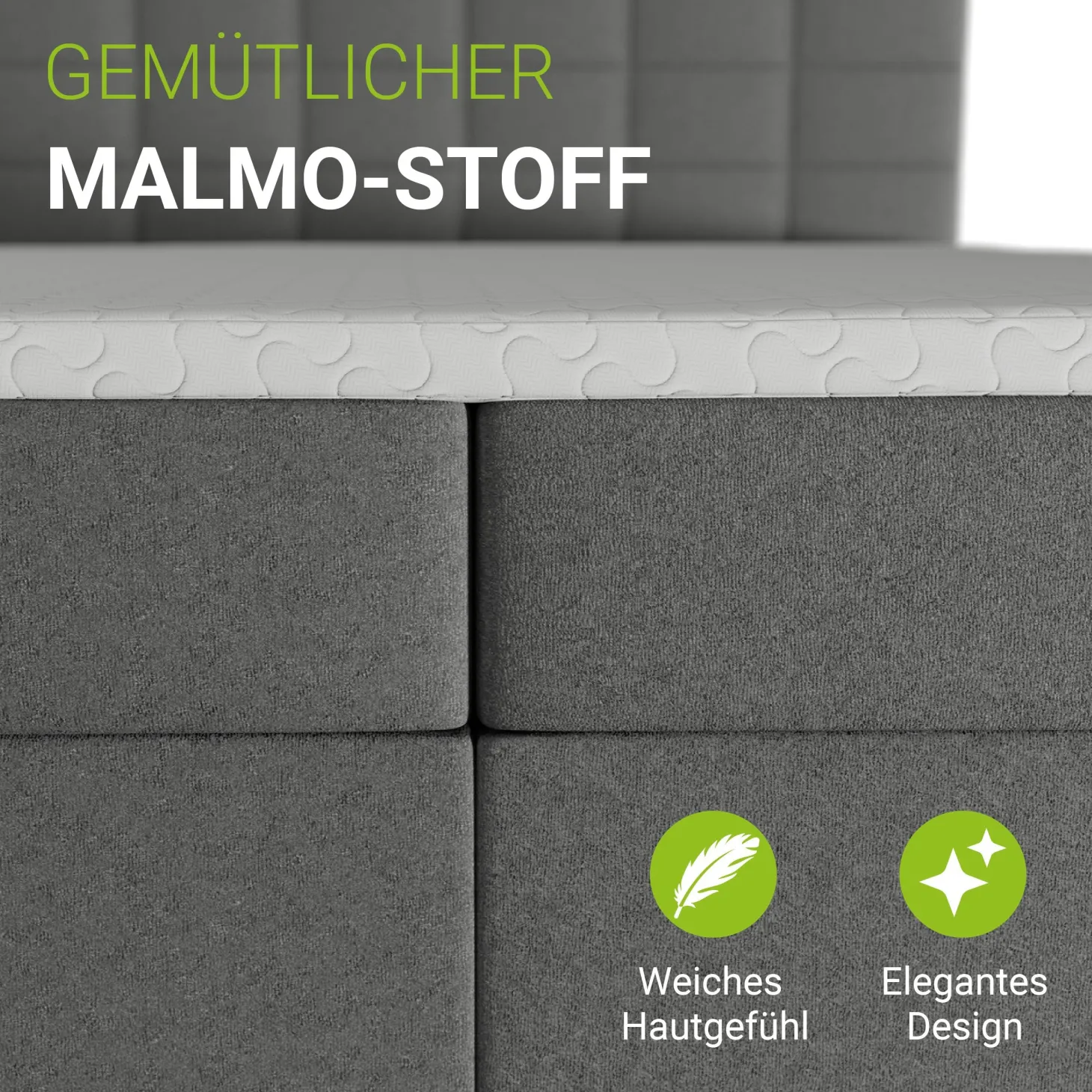 Boxspringbett Seattle - Malmo-Stoff