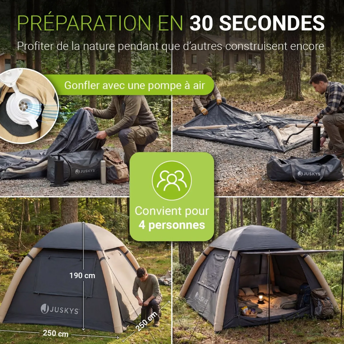 Campingzelt aufblasbar für 1-4 Personen