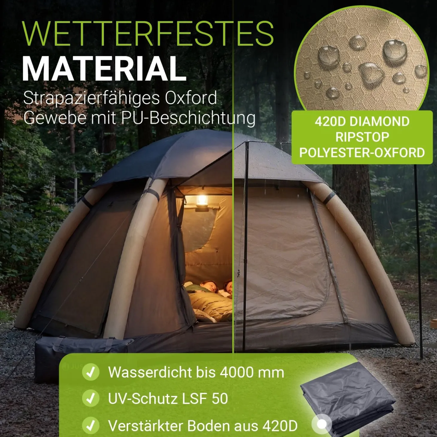 Campingzelt aufblasbar für 1-4 Personen