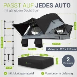 Dachzelt Lago für 2-3 Personen