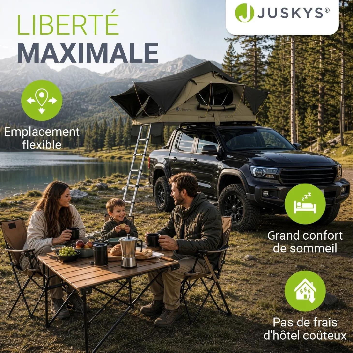 Dachzelt Lago für 2-3 Personen