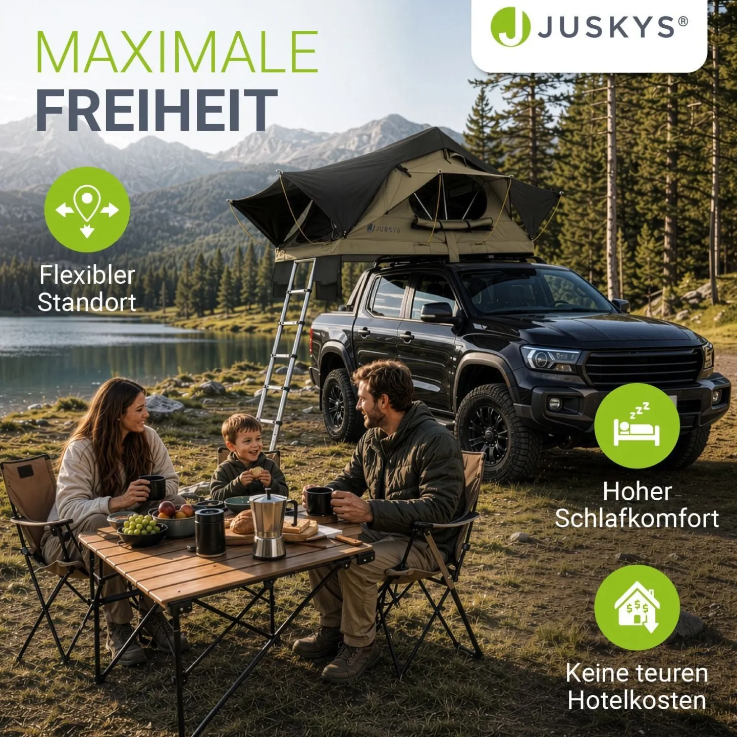 Dachzelt Lago für 2-3 Personen