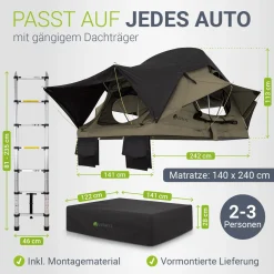 Dachzelt Lago für 2-3 Personen