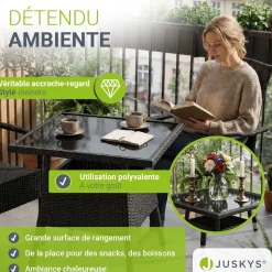 Eckiger Polyrattan Gartentisch Yoro