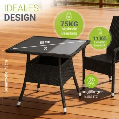 Eckiger Polyrattan Gartentisch Yoro