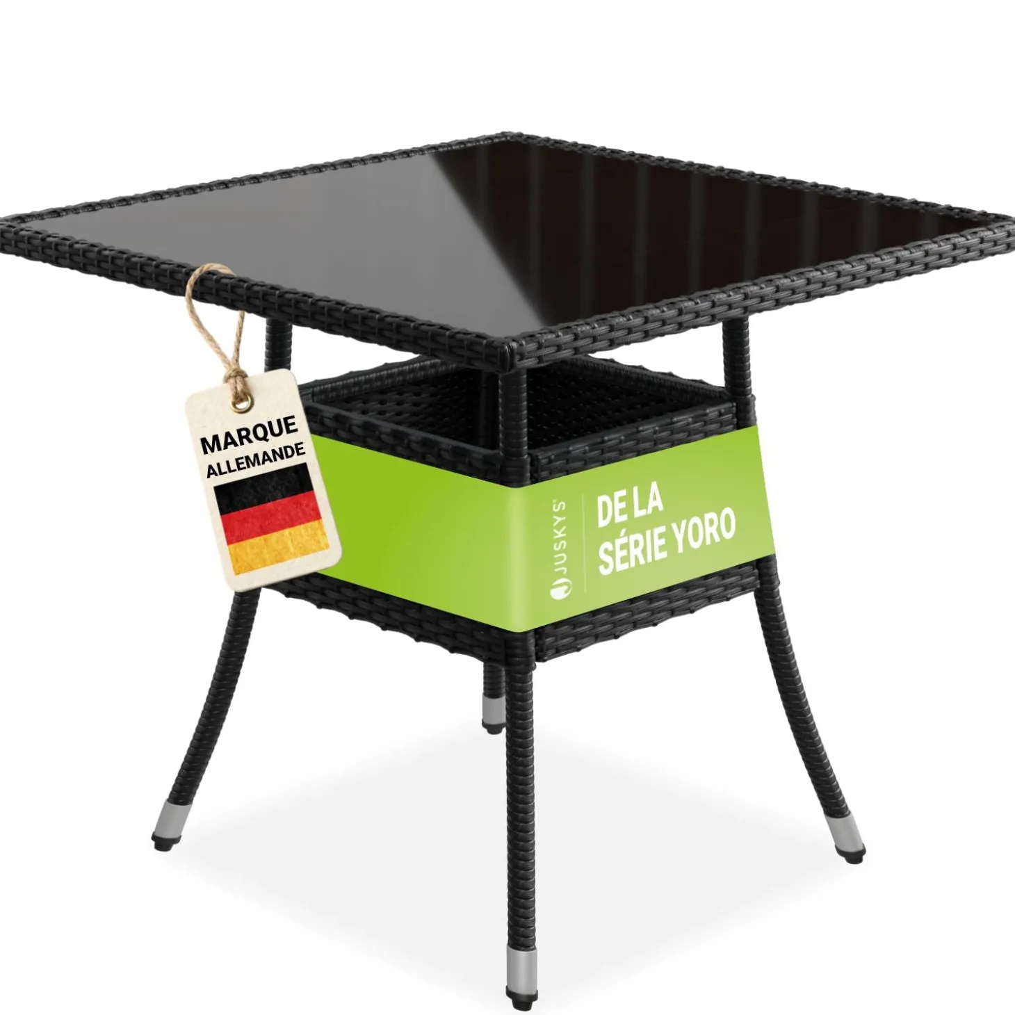 Eckiger Polyrattan Gartentisch Yoro