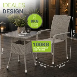 Eckiger Polyrattan Gartentisch Yoro