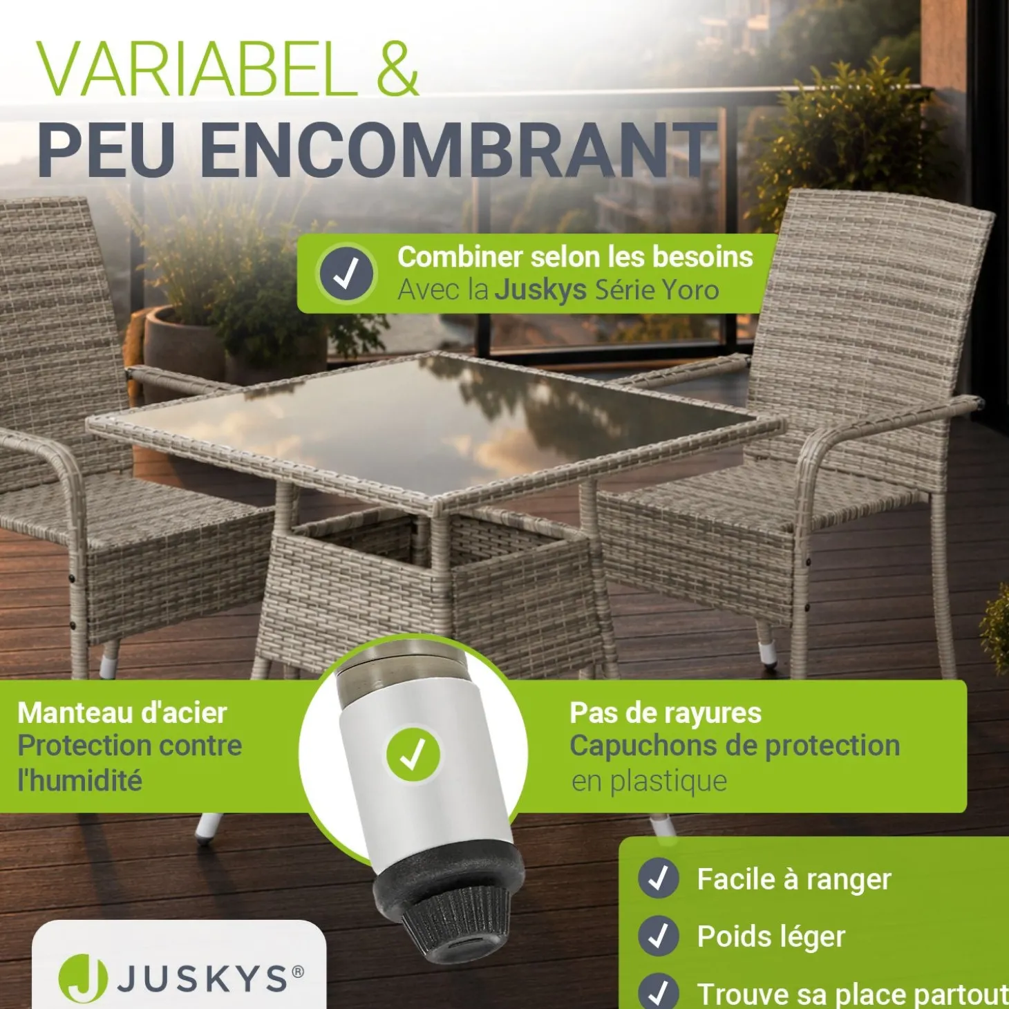 Eckiger Polyrattan Gartentisch Yoro