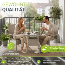 Eckiger Polyrattan Gartentisch Yoro