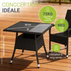 Eckiger Polyrattan Gartentisch Yoro