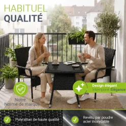 Eckiger Polyrattan Gartentisch Yoro