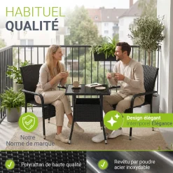 Eckiger Polyrattan Gartentisch Yoro