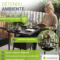 Eckiger Polyrattan Gartentisch Yoro