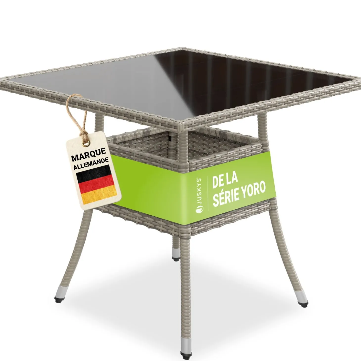 Eckiger Polyrattan Gartentisch Yoro