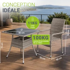 Eckiger Polyrattan Gartentisch Yoro
