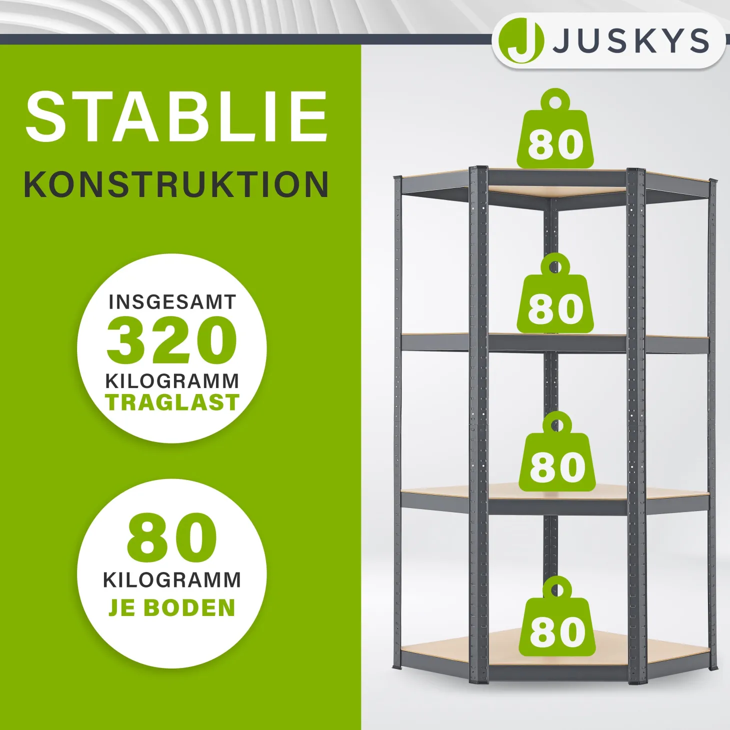 Eckregal Corner Easy 160 x 75 x 40-75 cm