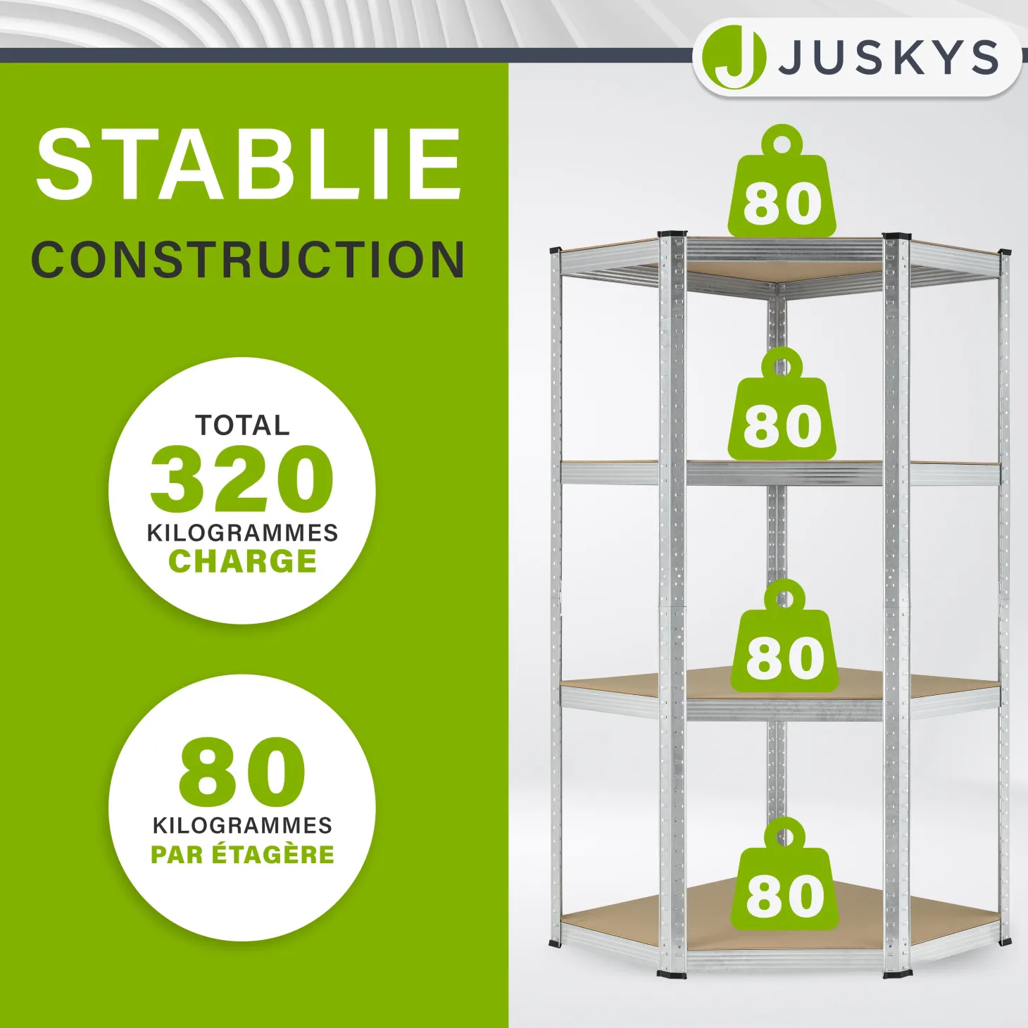 Eckregal Corner Easy 160 x 75 x 40-75 cm
