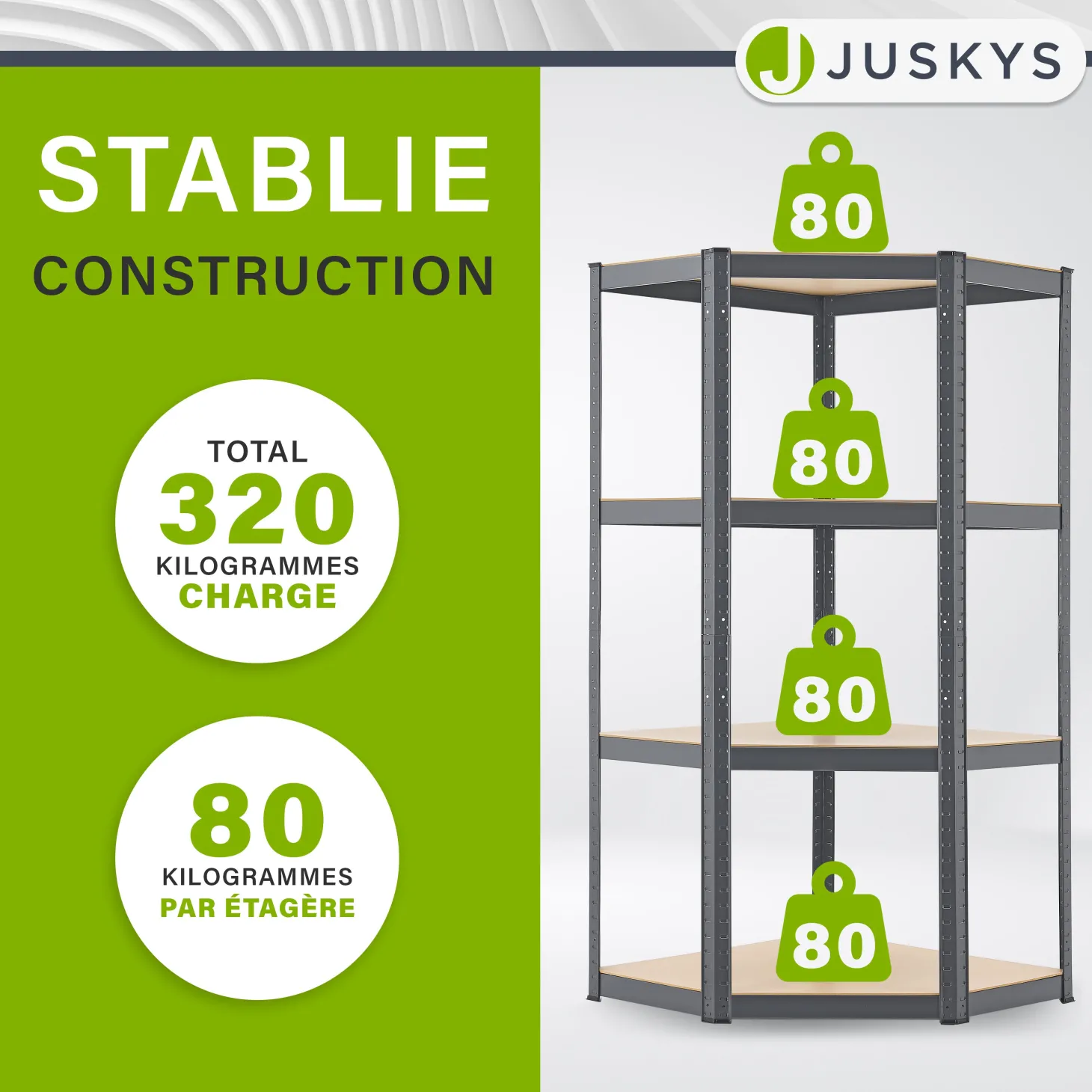 Eckregal Corner Easy 160 x 75 x 40-75 cm