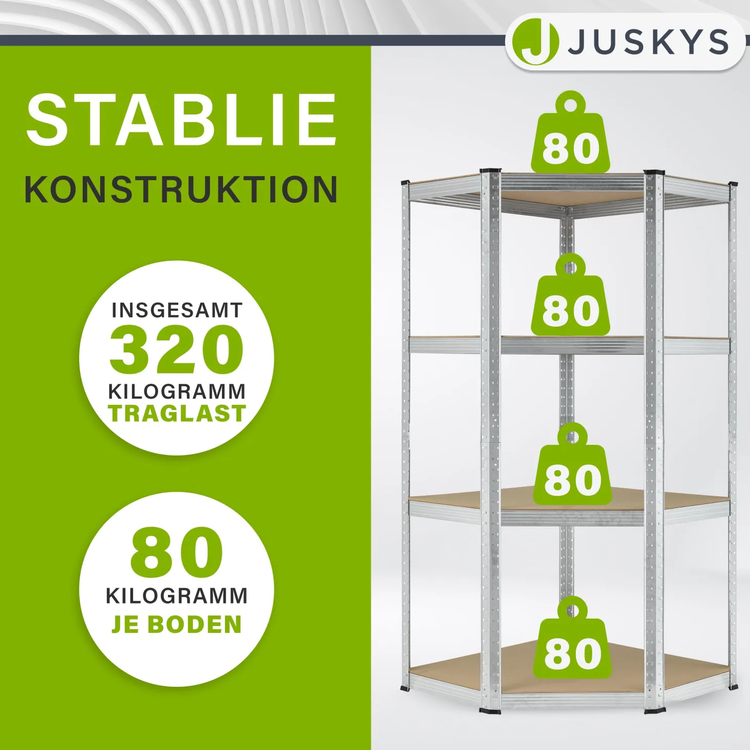 Eckregal Corner Easy 160 x 75 x 40-75 cm