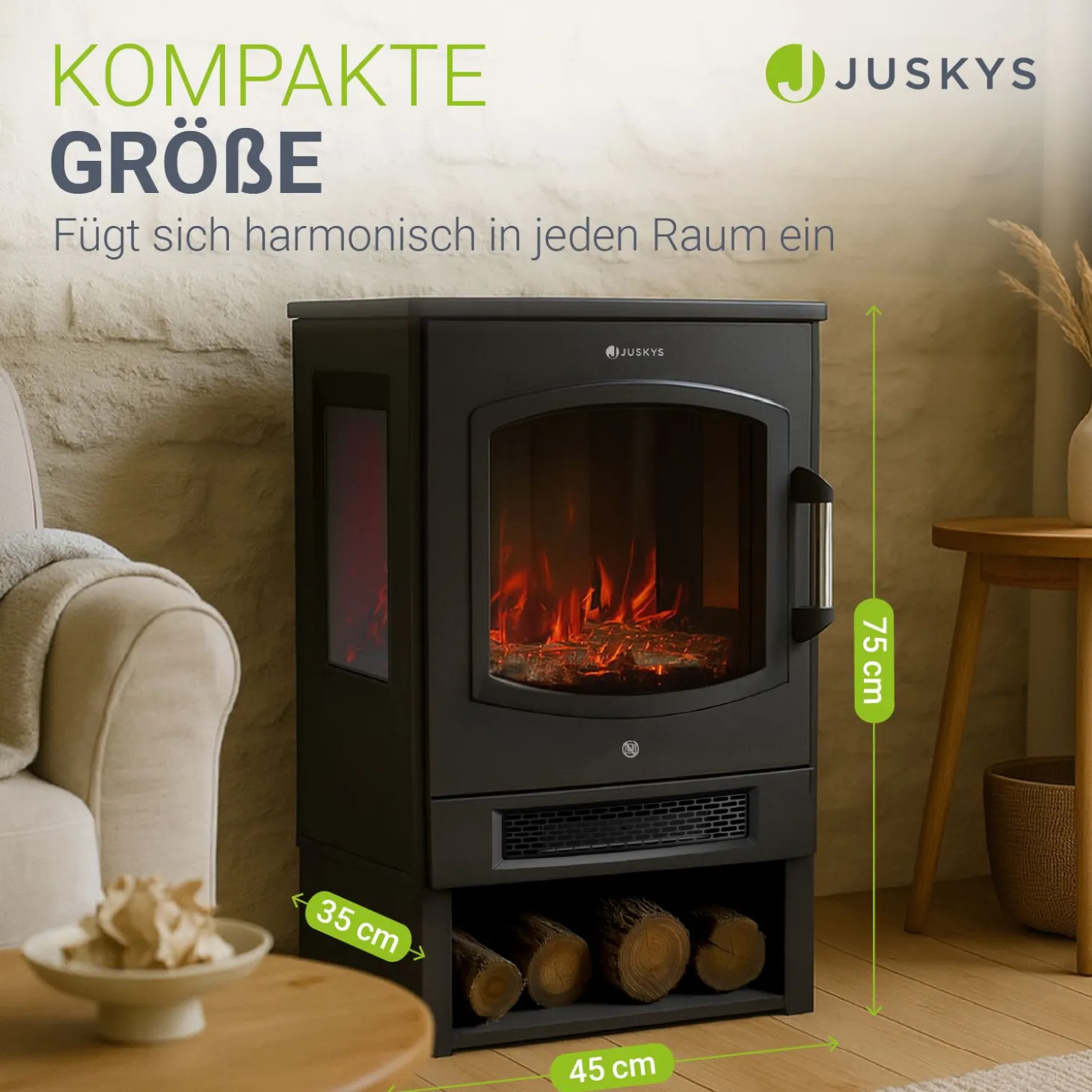 Elektrokaminofen 1800W mit Flammeneffekt