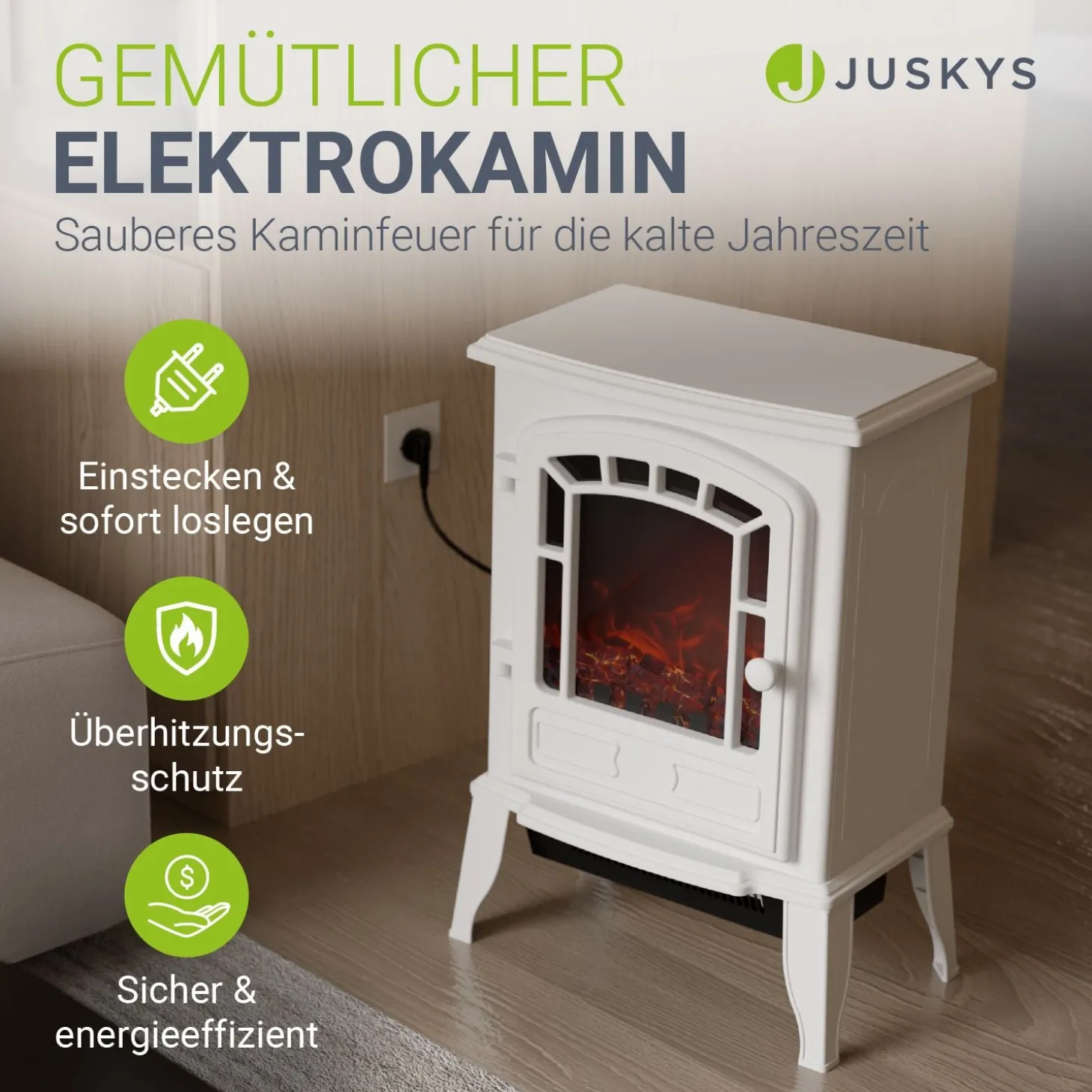 Elektrokamin 2000W mit Flammeneffekt