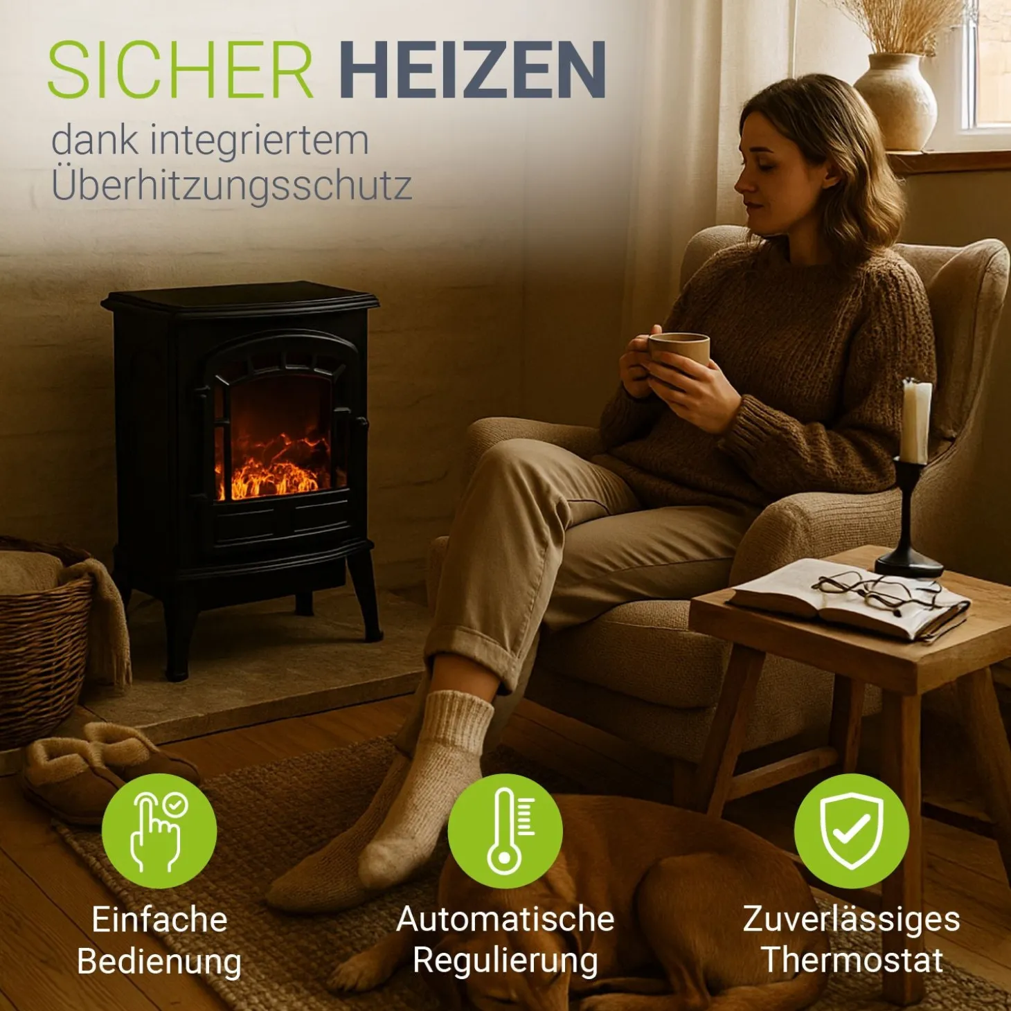 Elektrokamin 2000W mit Flammeneffekt
