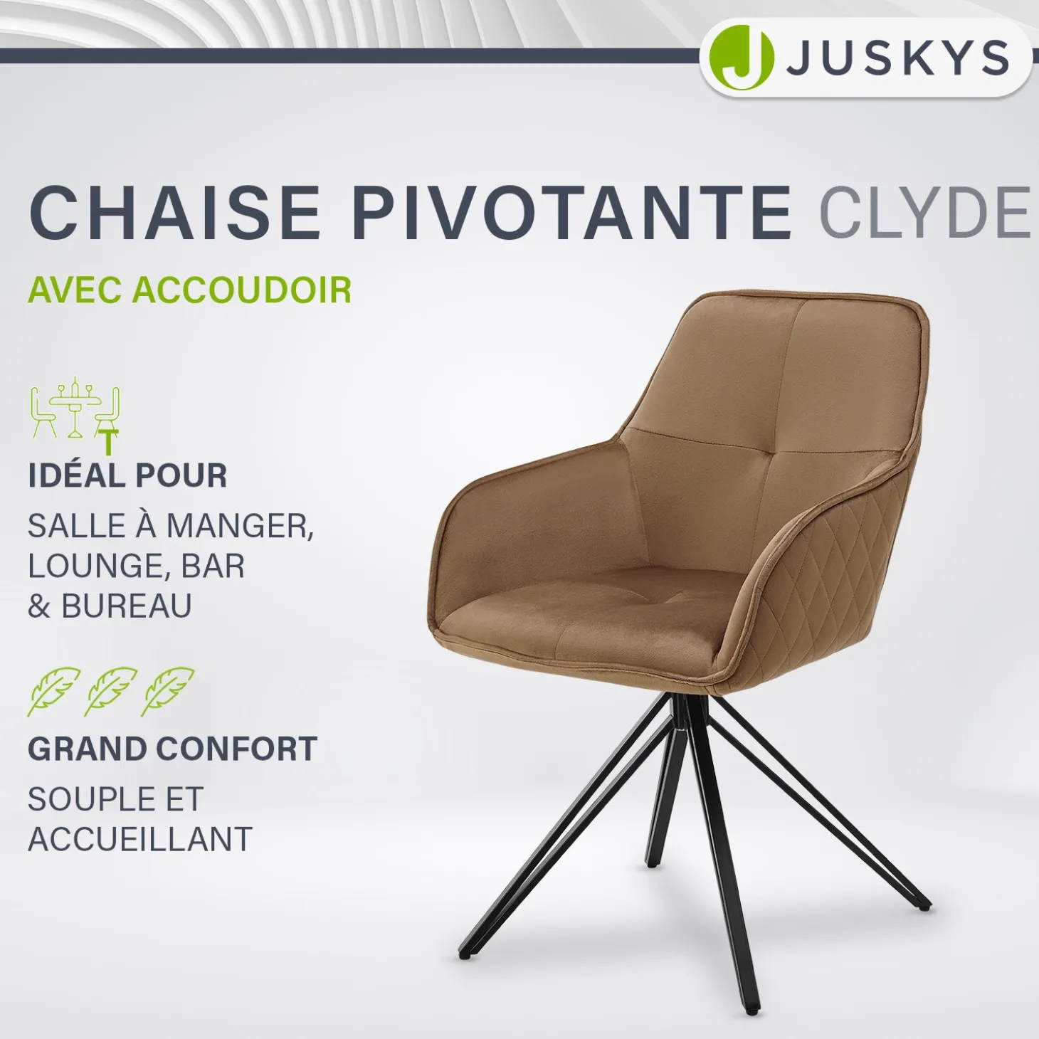 Esszimmerstuhl drehbar mit Samt Clyde