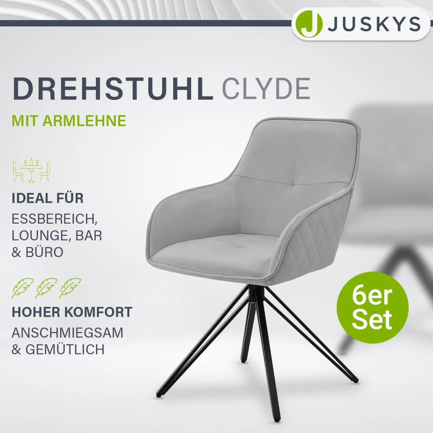 Esszimmerstuhl drehbar mit Samt Clyde