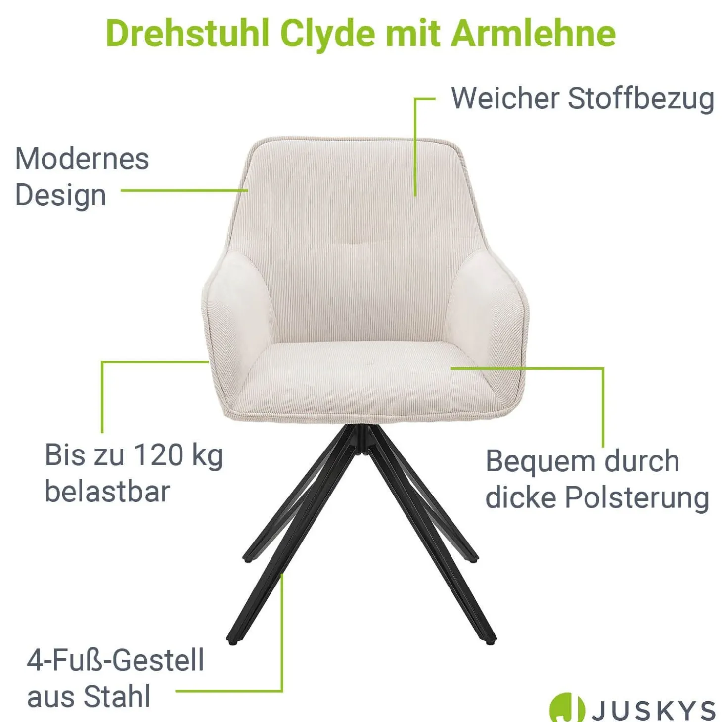 Esszimmerstuhl drehbar mit Samt Clyde