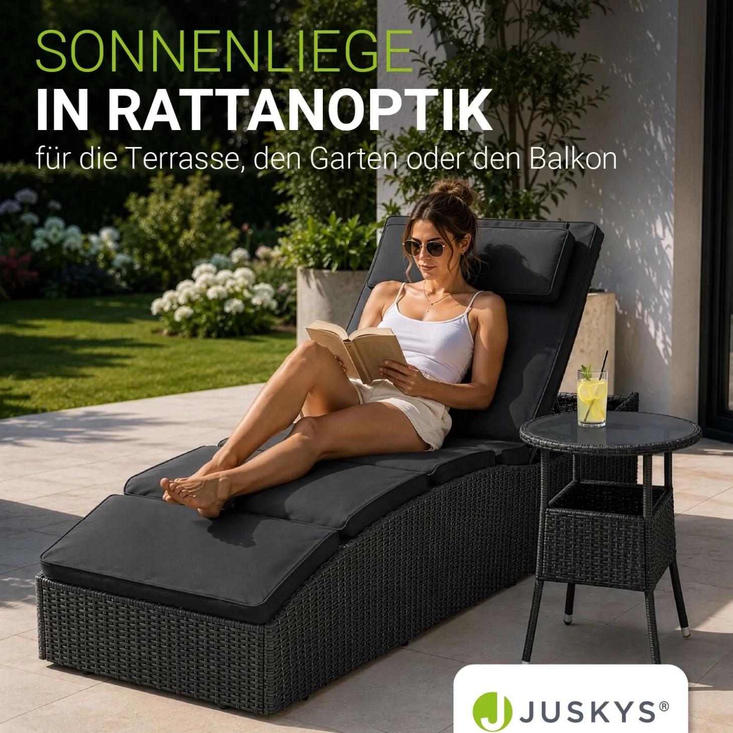 Faltbare Polyrattan Sonnenliege Lamia