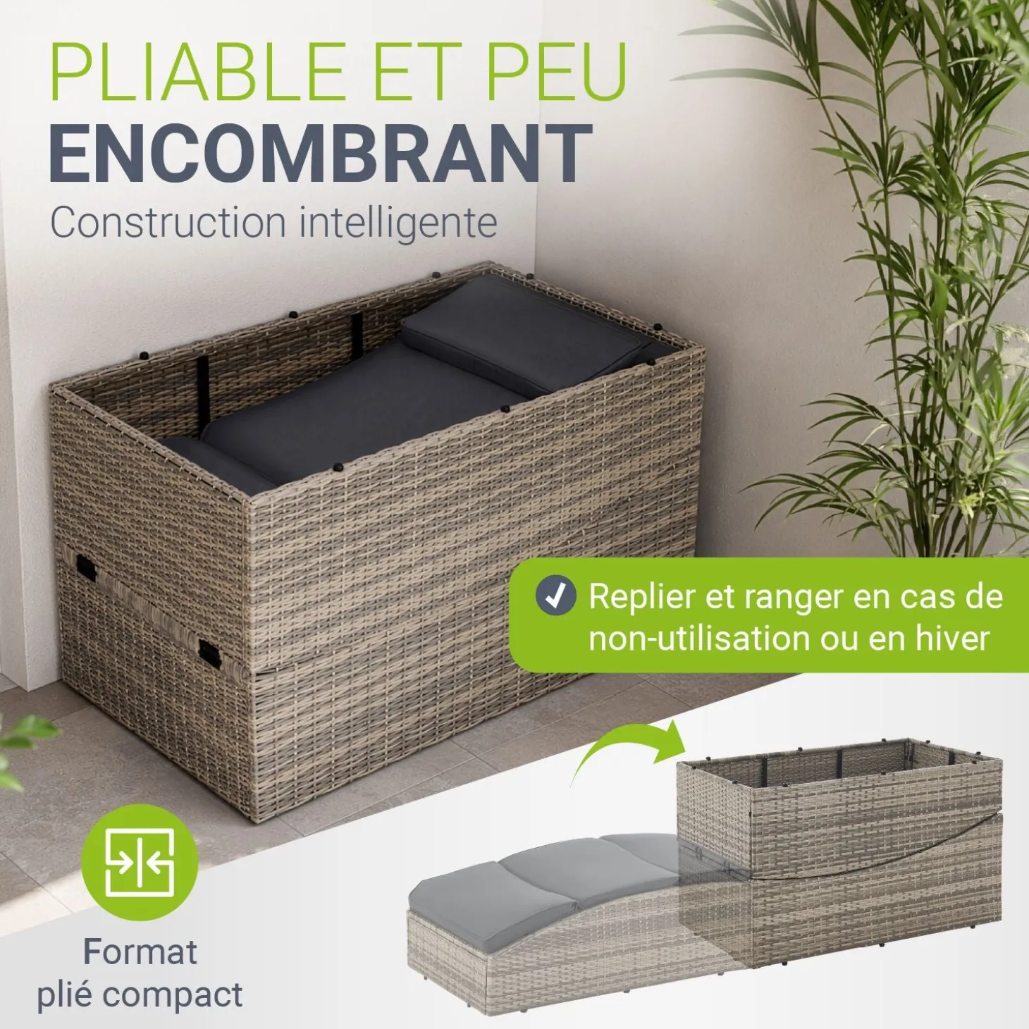 Faltbare Polyrattan Sonnenliege Lamia