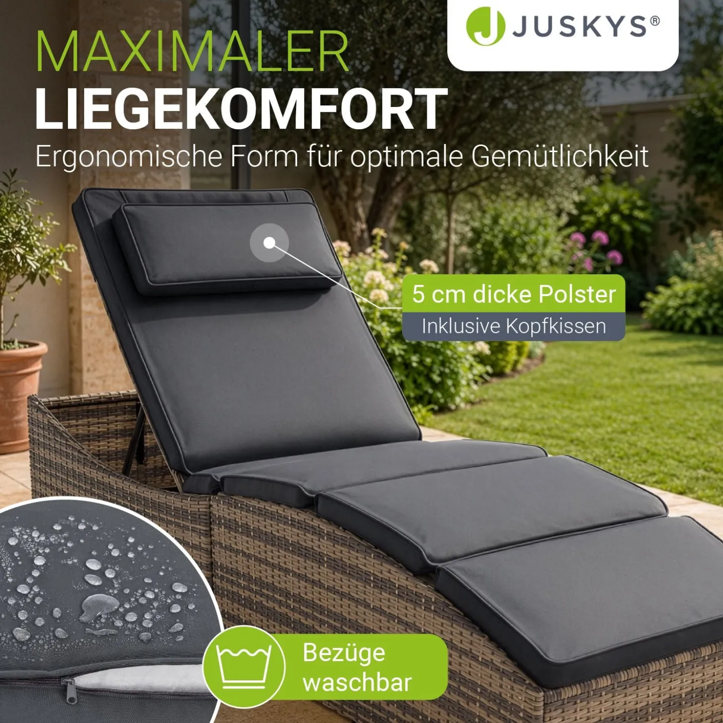 Faltbare Polyrattan Sonnenliege Lamia