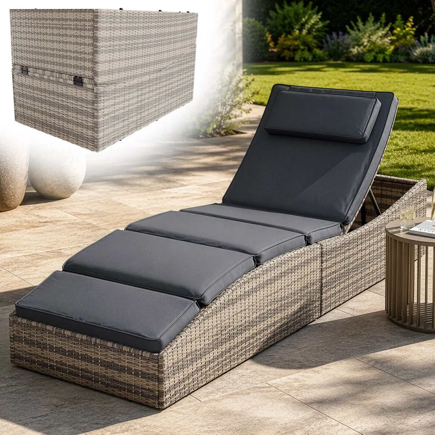 Faltbare Polyrattan Sonnenliege Lamia