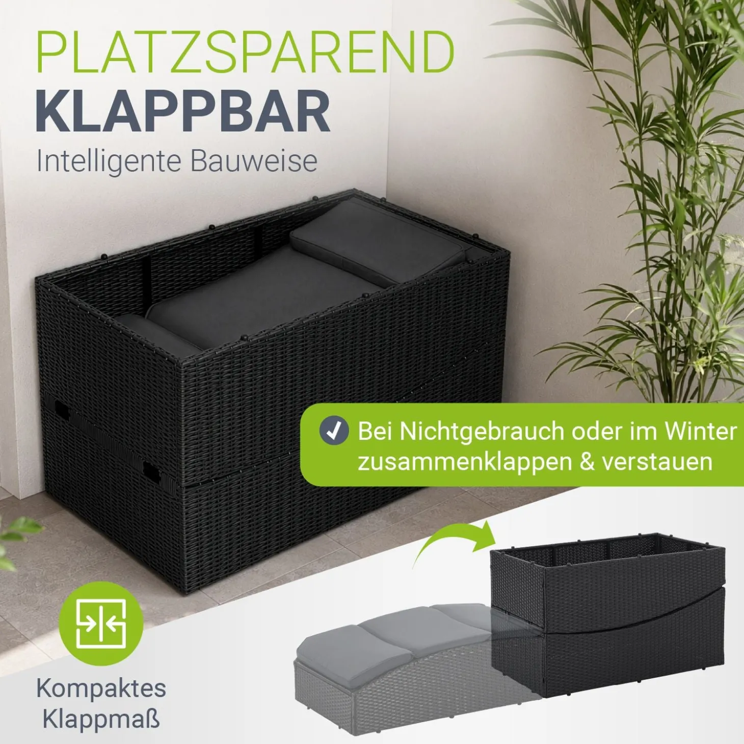 Faltbare Polyrattan Sonnenliege Lamia