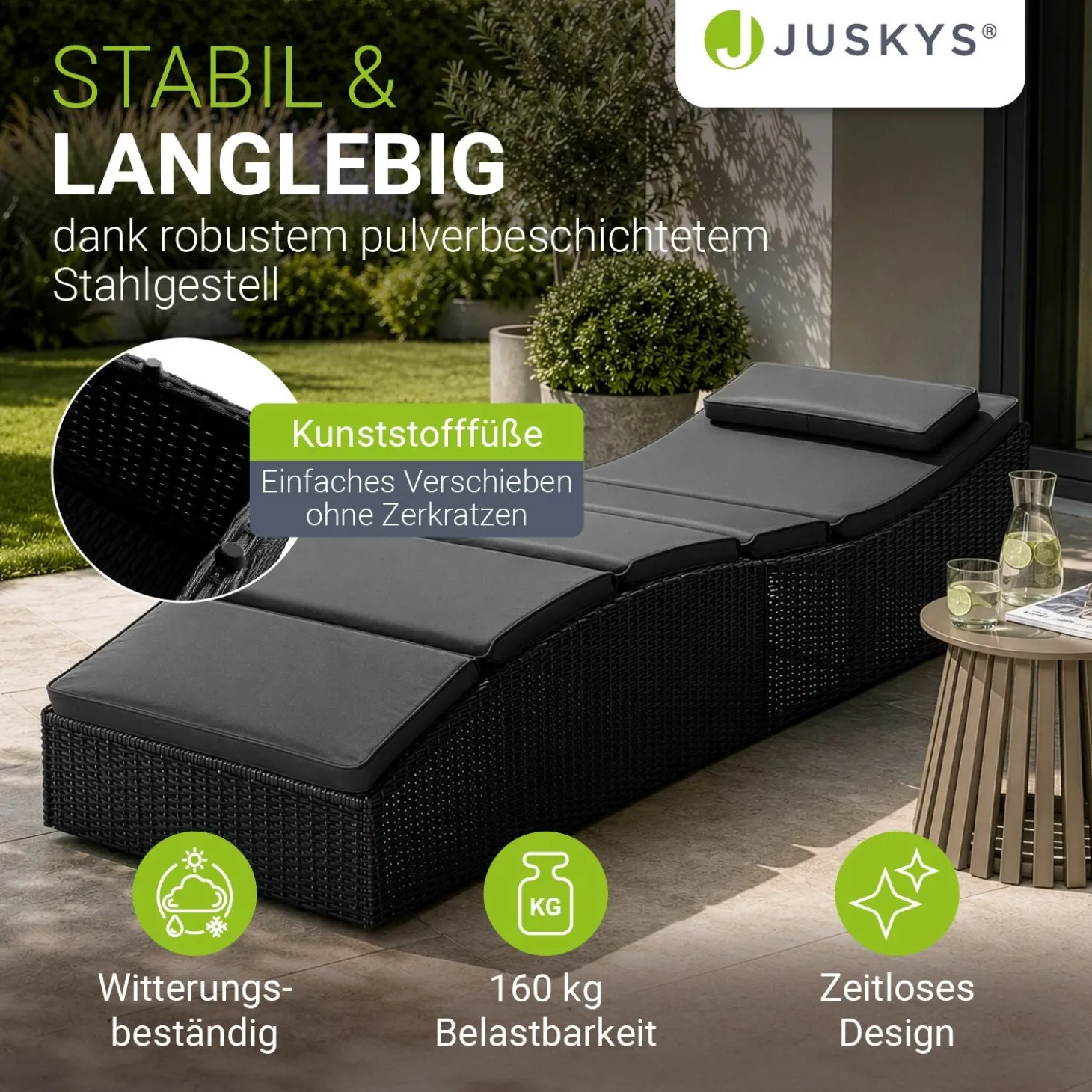 Faltbare Polyrattan Sonnenliege Lamia