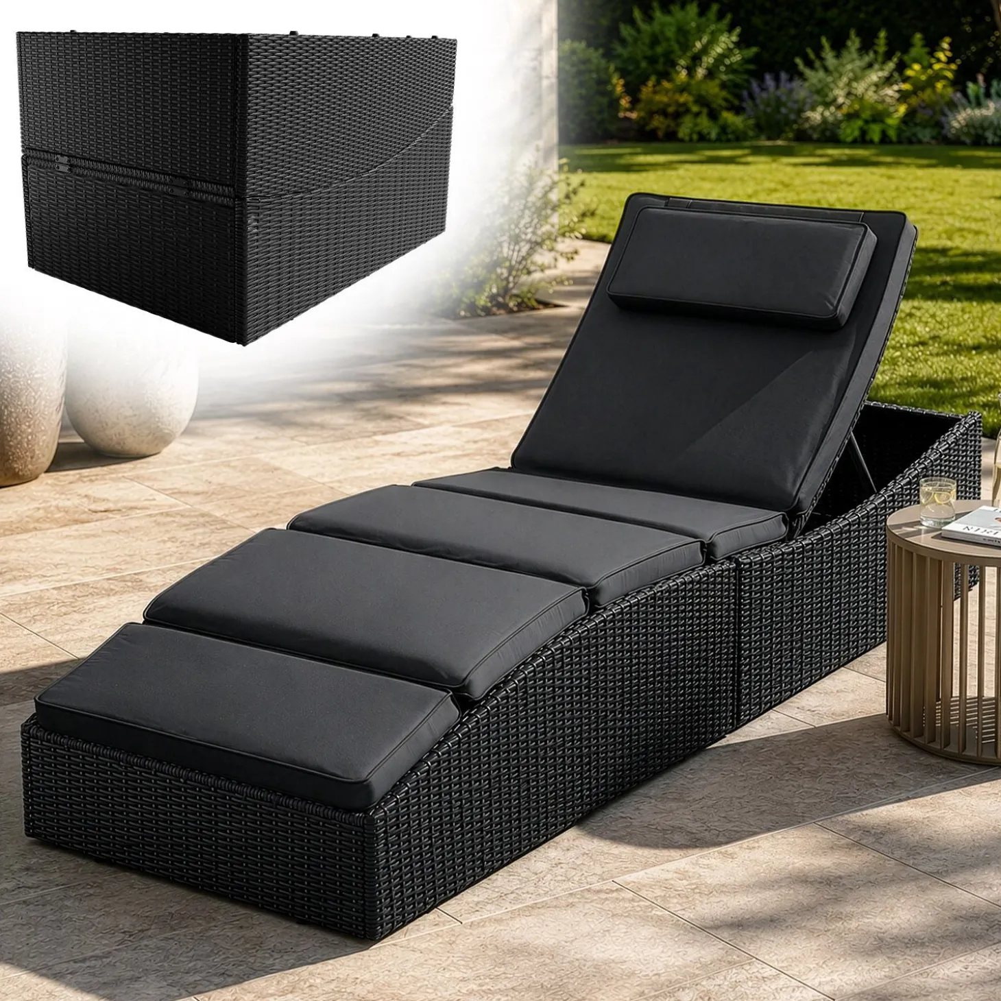 Faltbare Polyrattan Sonnenliege Lamia