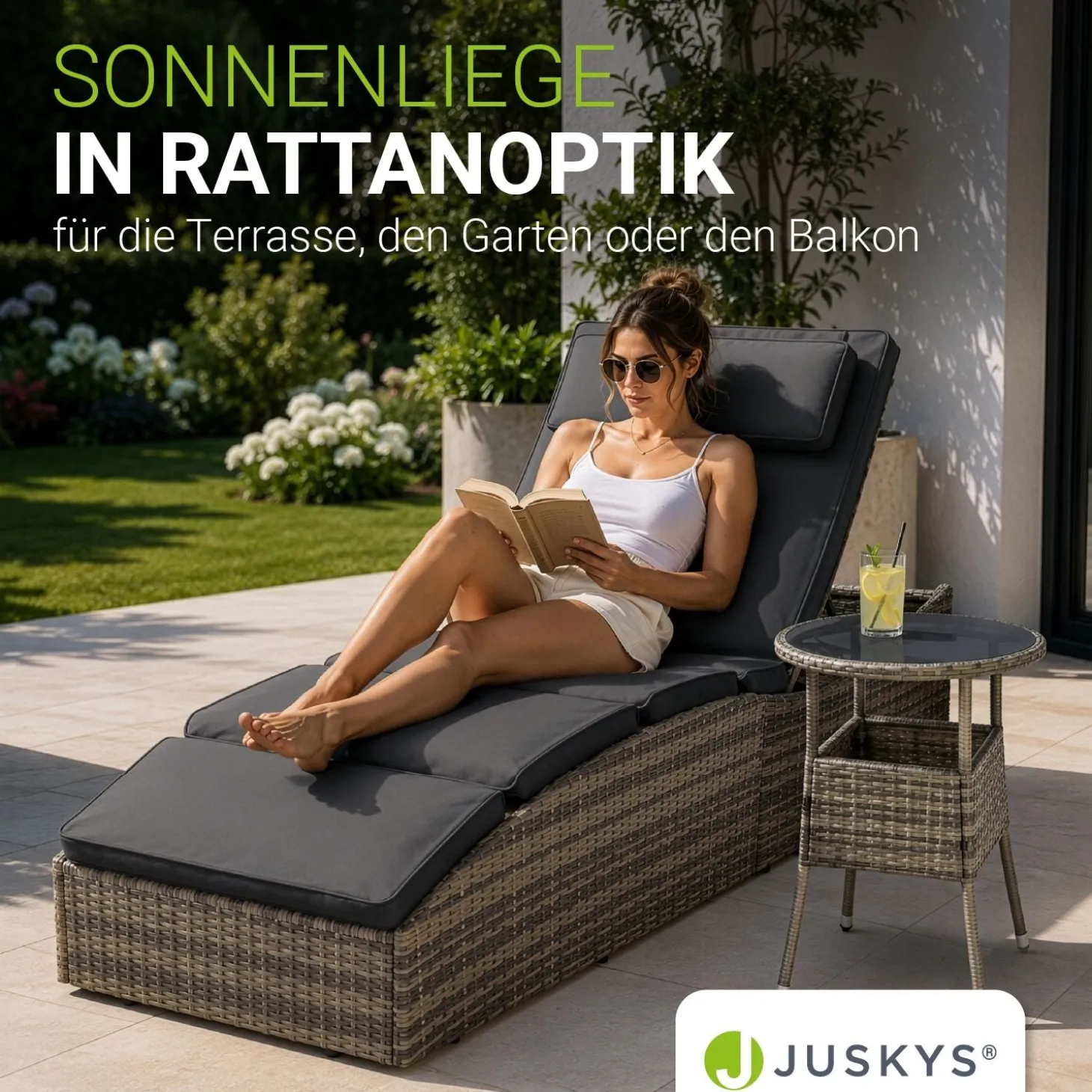 Faltbare Polyrattan Sonnenliege Lamia
