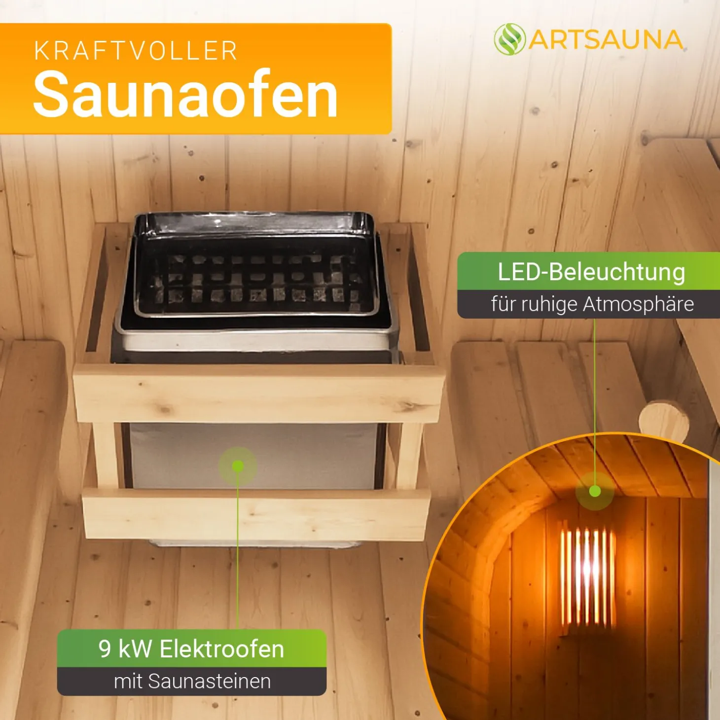 Fasssauna quadratisch für 6 Personen Fjora