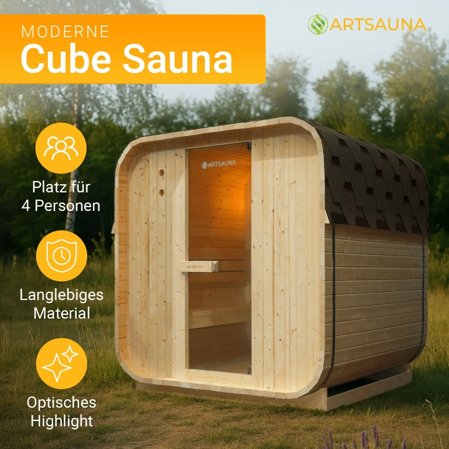 Fasssauna quadratisch Nolvik