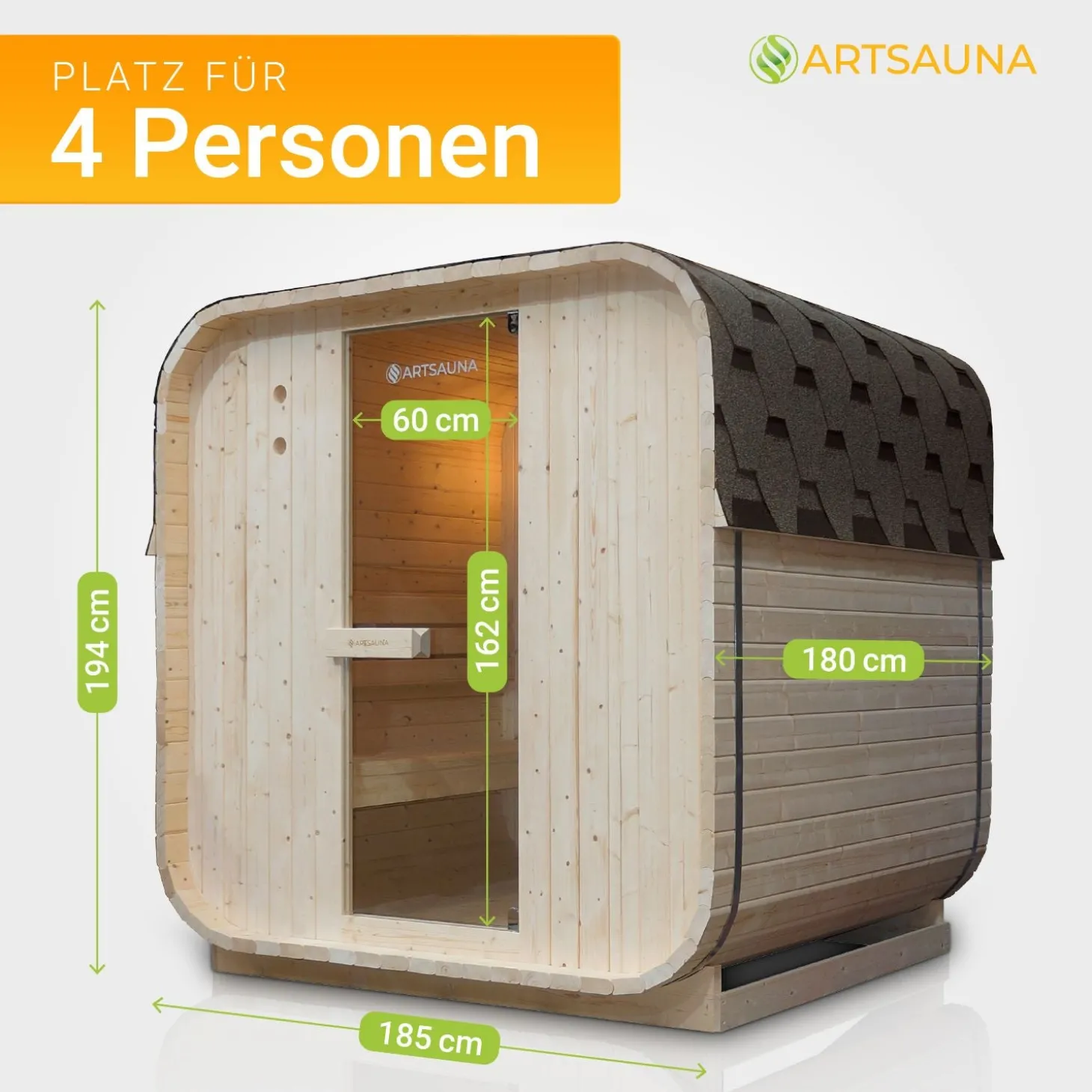 Fasssauna quadratisch Nolvik